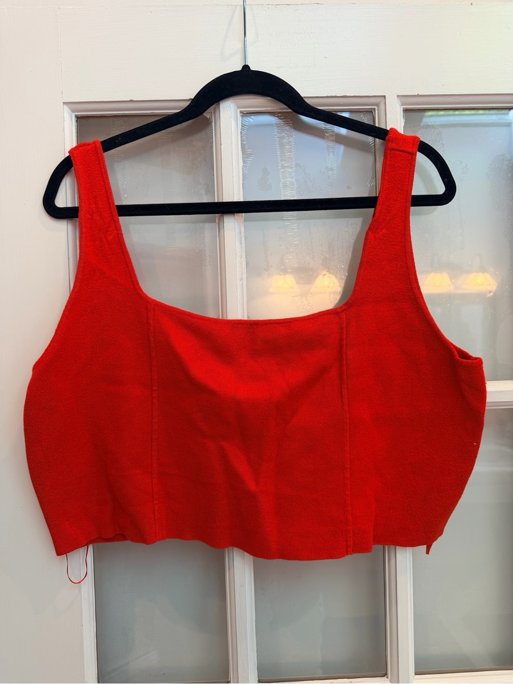 House of Harlow 1960 Chic Bright Red Crop Top Classic Scoop Neck Size XL